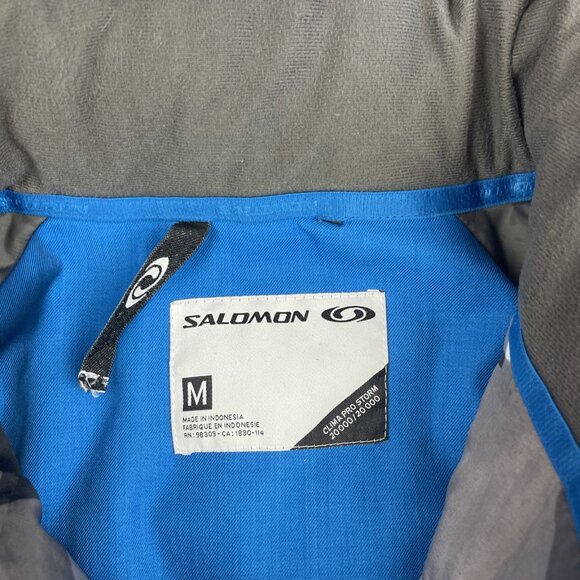 Y2K Salomon Blue Hooded Ski Jacket Clima Pro Storm 20000 Ski Jacket Men M - Picture 7 of 16